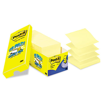 Post-it® Pop-up Notes Original Canary Yellow Pop-up Refill, 3 X 5, 12-pack freeshipping - TVN Wholesale